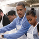 President Barack Obama and daughter Sasha participate in a community-service project at the D.C Central Kitchen in Washington, D.C., in celebration of the Martin Luther King Jr. Day of Service, Jan. 20, 2014.
Olivier Douliery-Pool/Getty Images